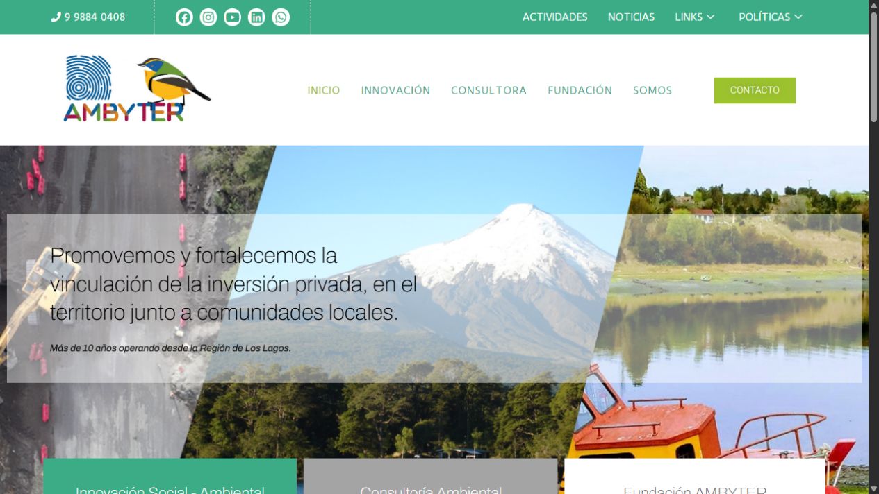 Captura de la página de inicio de Ambiente y Territorio